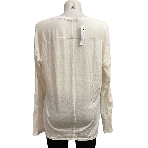 Revolve LAmade off white v neck longsleeve top, ribbed trims sz large new! - Picture 4 of 7